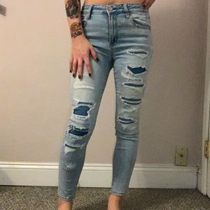 american eagle distressed holey jeans